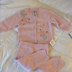 NWT Pink Floral 6M Cardigan and Pants Set